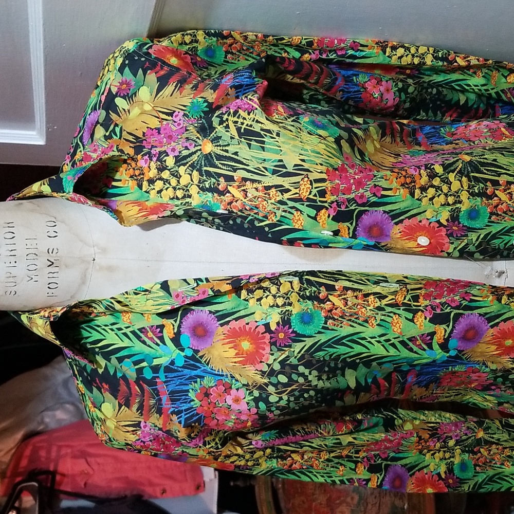 MAUS&HOFFMAN HAND TAILORED SHIRT BRAZILIAN STYLE TROPICAL UNISEX SZ S